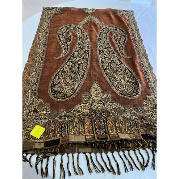 Shawl Wrap Womens Italian Silk Cotton Tapestry Officine NWOT Boho Avant Garde - Picture 1 of 7
